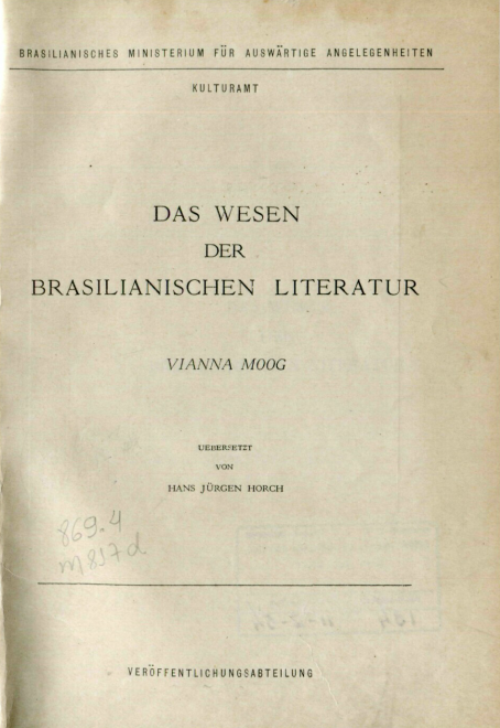 Capa do Livro Das Wesen Der Brasilianischen Literatur
