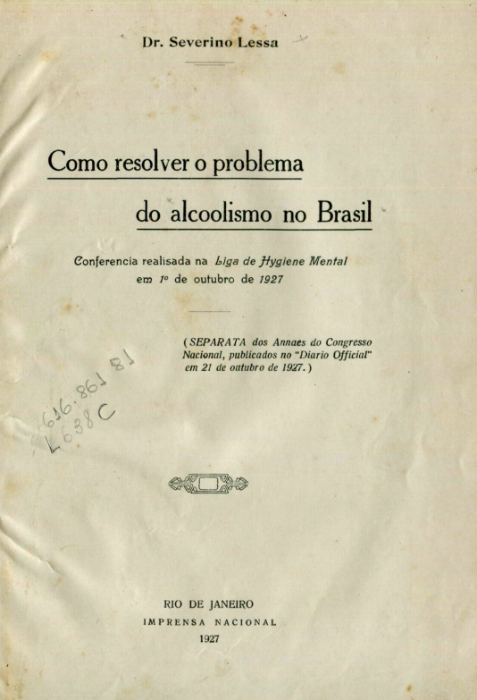 Capa do Livro Como resolver o problema do alcoolismo no Brasil