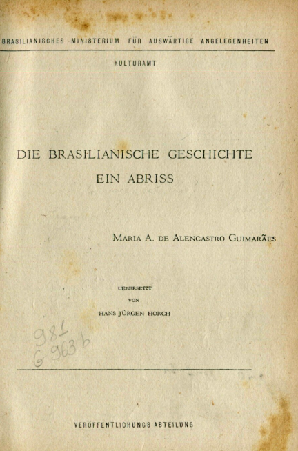 Capa do Livro Die Brasiliannische Geschichte Ein Abriss