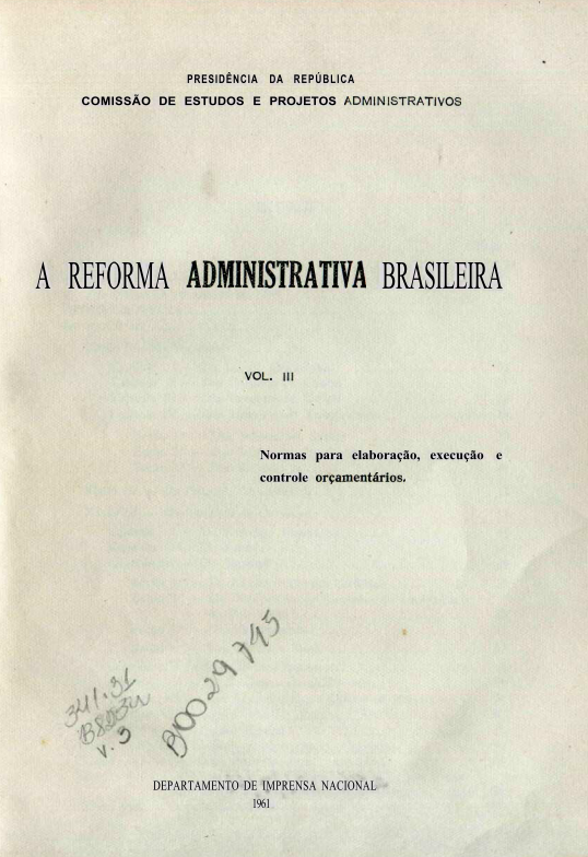 Capa do Livro A Reforma Administrativa Brasileira-V.III