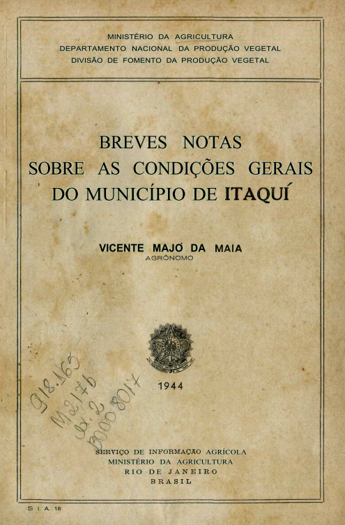 Capa do Livro Breves Notas Sobre As Condições Gerais Do Município de Itaqui
