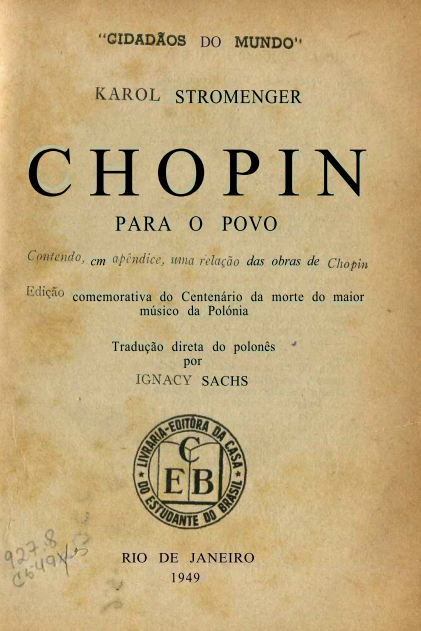 Capa do Livro Karol Stromenger Chopin Para o Povo