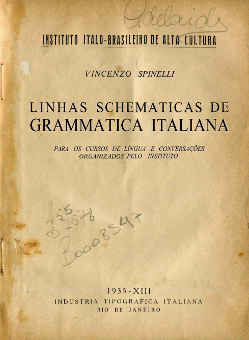 Capa do Livro Linhas Shemanticas de Grammatica Italiana