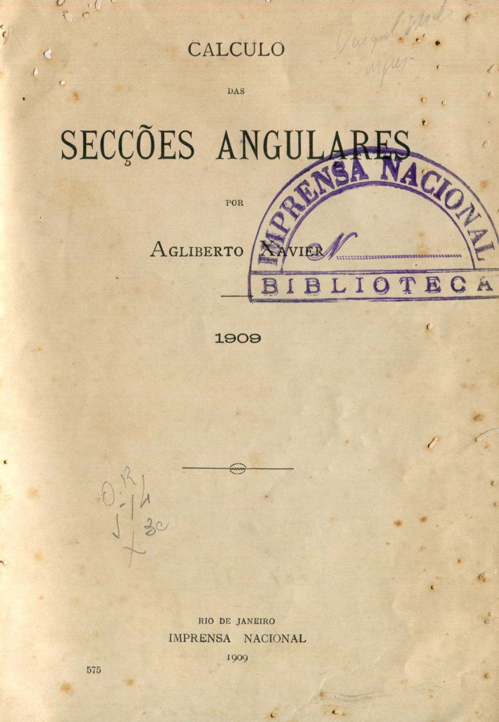 Capa do Livro Calculo das Secções Angulares