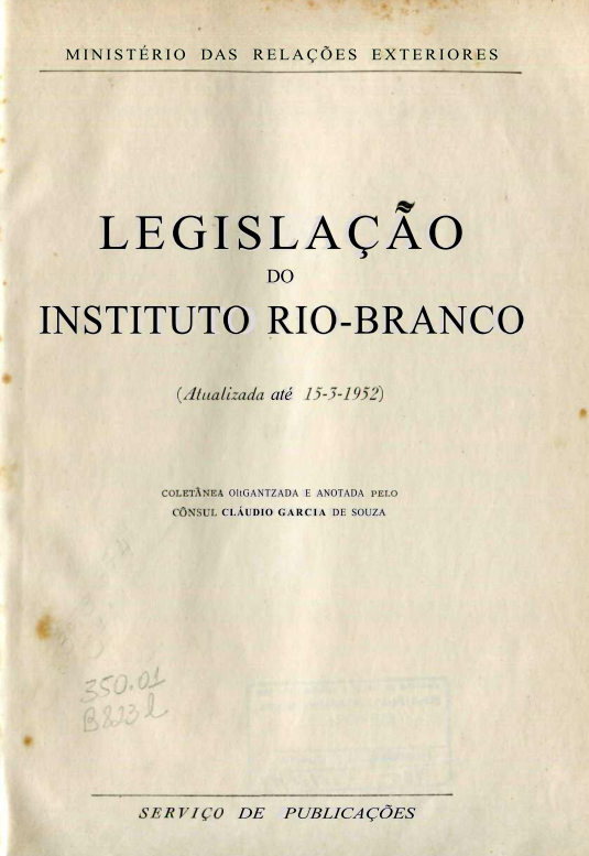 Capa do Livro Legislação do Instituto Rio-Branco