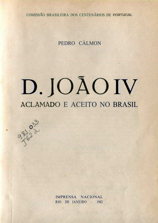 Capa do Livro D. João IV Aclamado e Aceito no Brasil