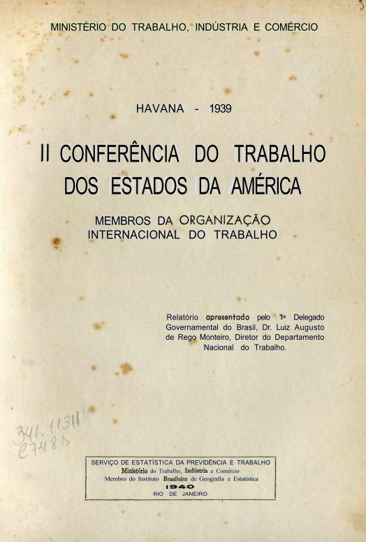 Capa do Livro II Conferência do Trabalho dos Estados da América - Havana 1939