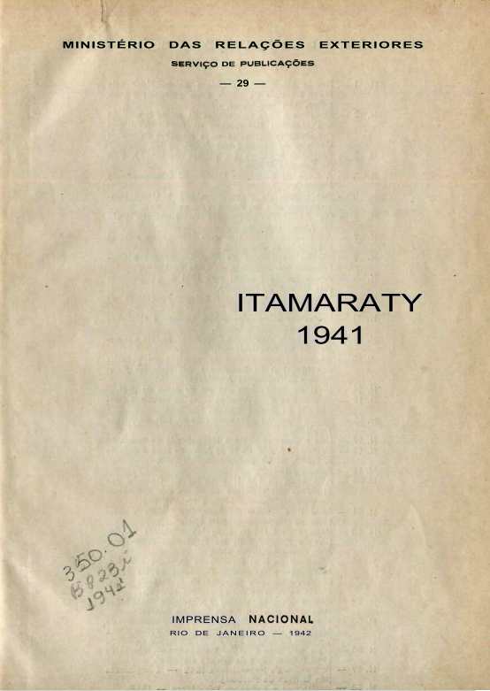 Capa do Livro Itamaraty 1941 -Ministério das Relações Exteriores