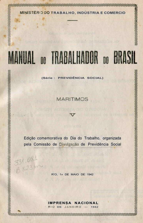 Capa do Livro Manual do Trabalhador do Brasil (Maritimos) V