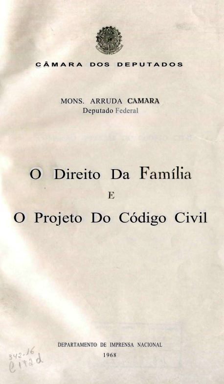 Capa do Livro O Direito da Família e O Projeto do Código Civil