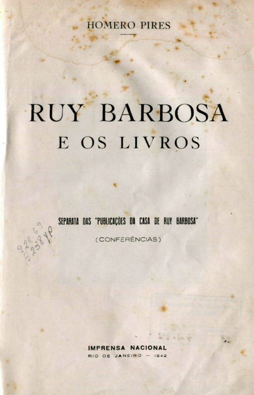 Capa do Livro Ruy Barbosa e os Livros